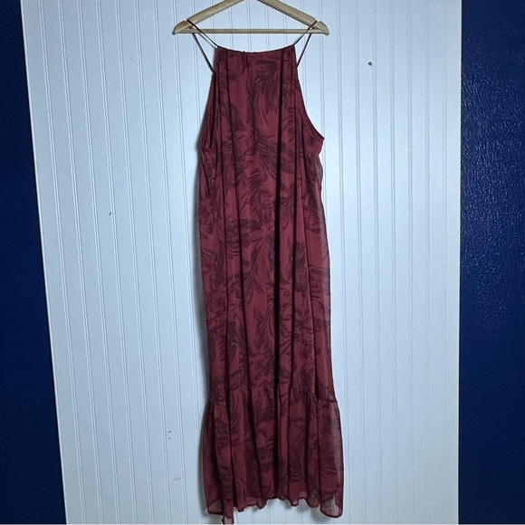 Love stitch Kiriana Halter Maxi Dress Red Floral Chiffon Left Print Flowy M - Picture 8 of 15